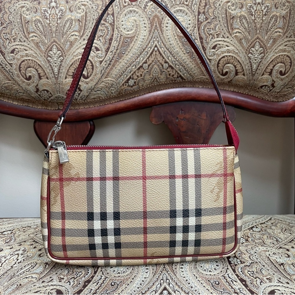 Burberry Haymarket Check Top Handle Zip Closure Logo Clasp Mini Bag - Picture 10 of 14